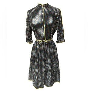 1950s/Early 60s Miss Trude Jr. Cotton Hearts & Floral Print w/Rick Rack Trim & H